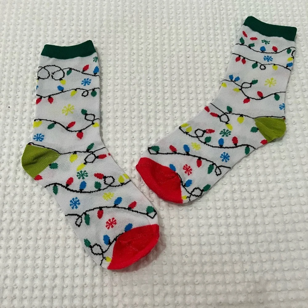 Festive Holiday Light Pattern Socks